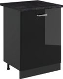 Vicco Keukenonderkast R-Line, Zwart hoogglans/Antraciet, 60 cm