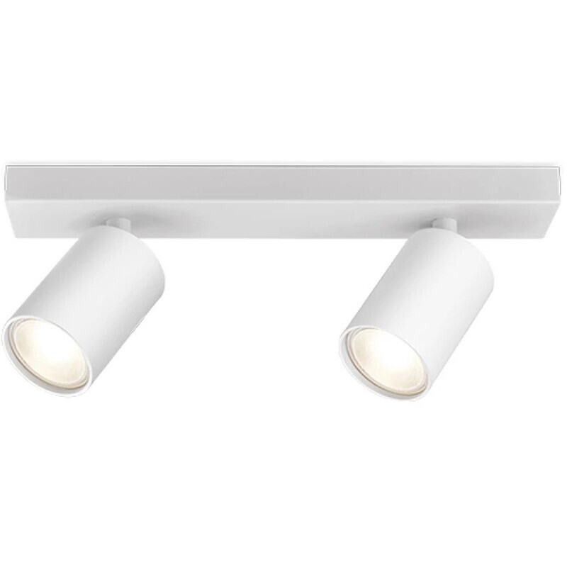 BES LED LED Plafondspot - Brinton Betin - GU10 Fitting - 2-lichts - Rond - Mat Wit - Kantelbaar - Aluminium