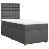 vidaXL Boxspringbed met matras, stof, donkergrijs, 100x200 cm