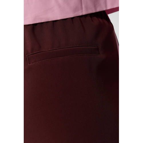 Shoeby wide leg high waist gestreepte casual broek donkerrood