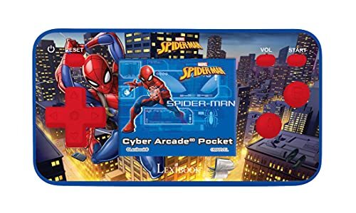 Lexibook JL1895SP Spider-Man Handheld Console met 150 Games, Cyber Arcade Pocket, rood/blauw