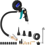 VONROC Pompe à pneus - Pompe à vélo - 3-en-1 : gonfler, mesurer la pression et dégonfler – Manomètre numérique – Utilisable avec compresseur et air comprimé – 10 bar – Coupleur EURO/DIN universel 7,2 mm – Accessoires inclus
