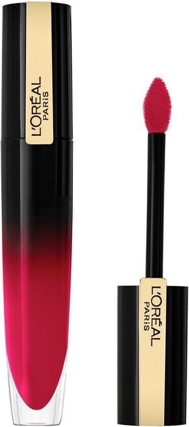 L'Oréal Make-Up Designer Brilliant Signature 308 Be Demanding – Ultra glanzende roze lippenstift – 7 ml