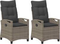 vidaXL Tuinstoel 2 stuks Grijs en Donkergrijs Staal en Polyester