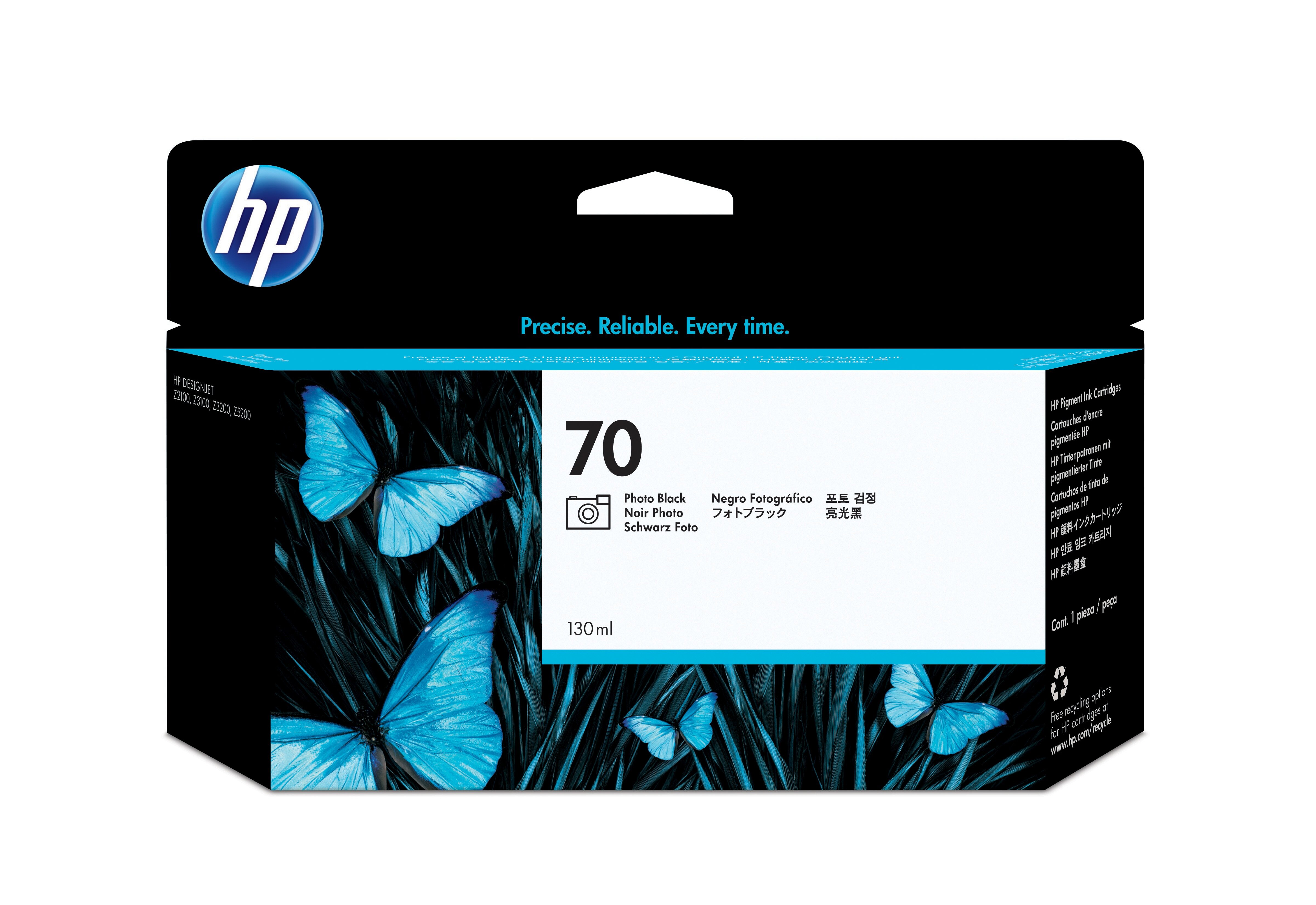 HP 70 zwarte DesignJet fotoinktcartridge, 130 ml single pack / foto zwart