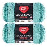 Red Heart Super Saver Jumbo garen, spearmint ombre, 2 stuks, 283 gram, acryl, #4 kamgaren (medium), 440 meter, voor breien/haken