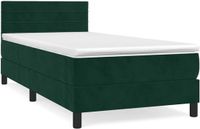 vidaXL Boxspringbed met matras, donkergroen, 100x200 cm, fluweel