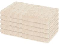 Lavea® Set van 5 Handdoeken 30×50 cm – 100% Katoen – Zacht & Absorberend – Gastendoekje – Voor Badkamer, Hotel & Spa - Premium Absorptie & Duurzaam – Crème