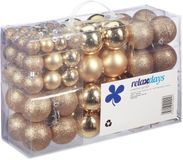 Merkloos / Sans marque Relaxdays Kerstballen - set van 100 - plastic - champagne