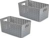 PLASTICFORTE Opbergmand - 5x - Kastmand - rotan kunststof - zilver - 5 Liter - 15 x 28 x 13 cm