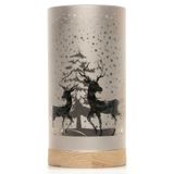 SHATCHI 20 cm Kerst Versierd Vaas Tafellamp Geëtste Glazen Buis Bos Sneeuwval Scene Zilveren Cilinder LED Fairy Lights Batterij Werkt