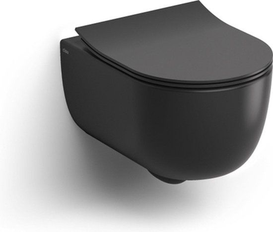 Clou Hammock - Wandtoilet - Zwart Mat - 37x49cm - Zonder Spoelrand - Softclose