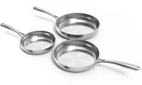 Safecourt Kitchen 3-delige RVS koekenpan Pannenset - Ø 20, 24, 28 cm