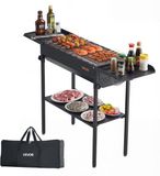VEVOR Opvouwbare houtskoolbarbecue, draagbaar, in hoogte verstelbaar, met zijplanken voor specerijen, saus, houtskoolbarbecue, camping, picknick, feestjes in de open lucht, tuin