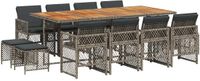 vidaXL 13-delige Tuinset met Kussens, Poly Rattan, Grijs