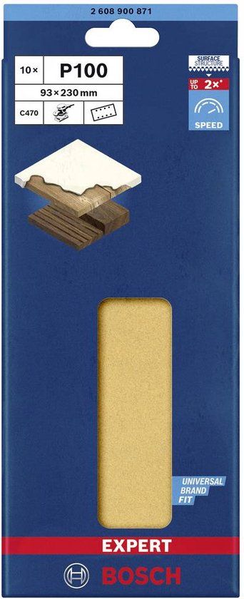 Bosch EXPERT C470 Oscillating Sandpaper - 230mm x 93mm - Grit 100 - 10 Pack