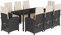 vidaXL 9-delige tuinset polyrattan zwart