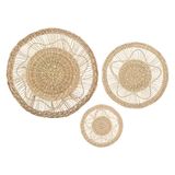 Trendoz Wanddecoratie set - 3-delig - rond - riet - bohemian/boho stijl