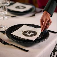 Duni Nappe de Noël - 2x - 138 x 220 cm - papier - blanc avec noir - rennes - rectangulaire