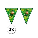 Merkloos / Sans marque Sint Patricks day Vlaggenlijn - 3x - groen - 5 meter - versiering - feestartikelen