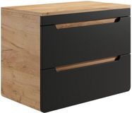 Vente-unique ARUBA Zwevend meubel onder waskom met plank - 80 cm - Licht naturel en antraciet