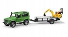 Bruder 2593 Land Rover Defender avec remorque et grue JCB - Brun