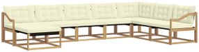 vidaXL - Salon d'extérieur - 8 pièces - Blanc et crème - Bois d'acacia massif