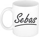 Bellatio Decorations Sebas Naam koffiemok - beker - met sierlijke letters - wit