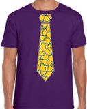 Bellatio Decorations T-shirt voor heren - ananas stropdas - paars - thema / foute party - Maat XL
