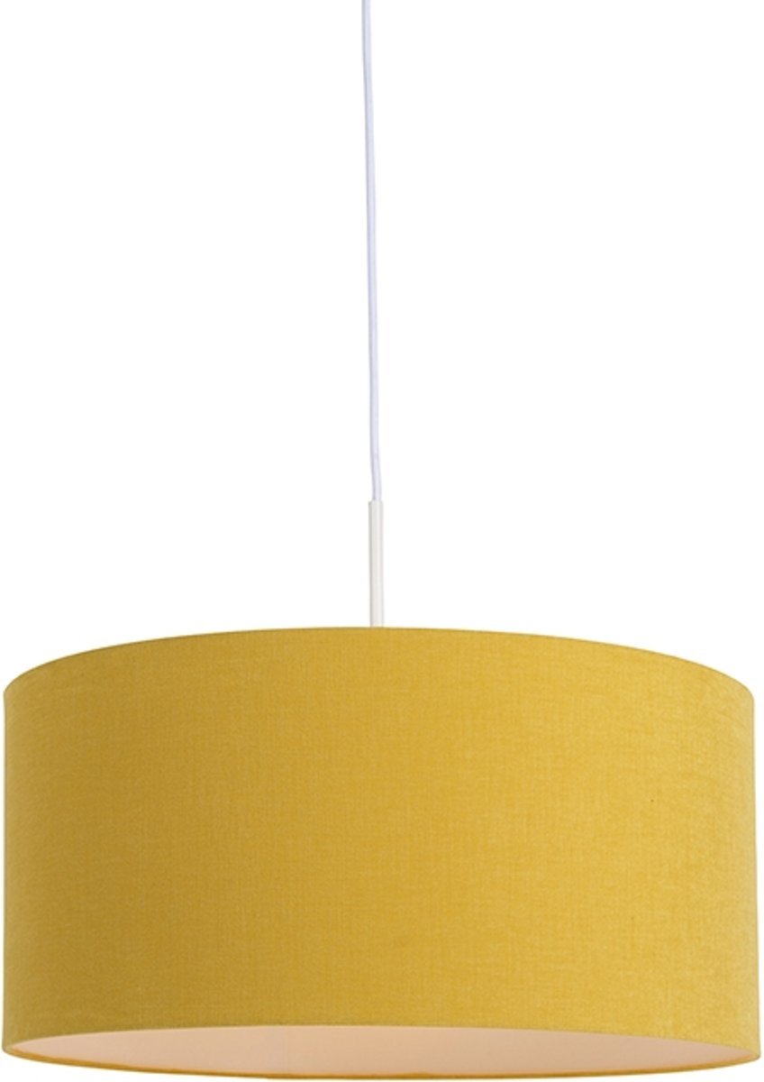 QAZQA Combi Hanglamp met lampenkap 1 lichts H 1350 mm geel