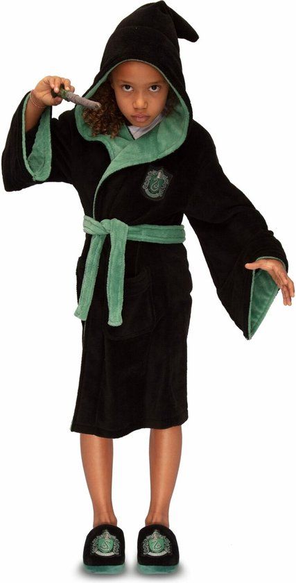Harry Potter Slytherin Kids Bathrobe - Fleece - Unisex - XL - With Hood - Multi color
