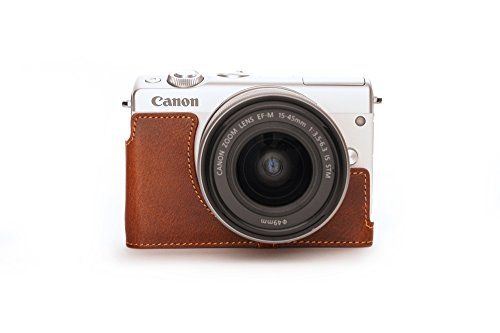 TP Handgemaakte Echt Lederen Half Camera Case Bag Cover voor Canon EOS M100 - Rufous