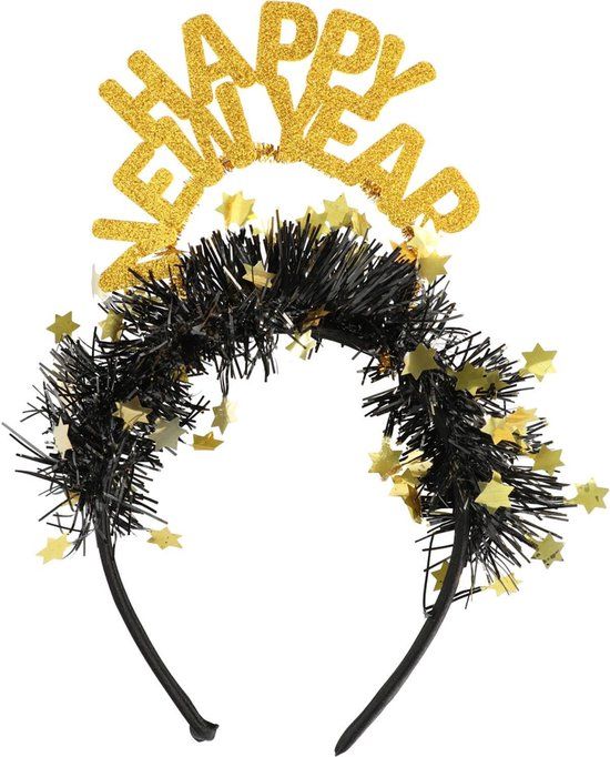 Folat - Tiara 'Happy New Year' goudkleurig