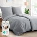 TRANKIELO® - Ensemble de literie 135x200 cm - 4 pièces coton - Respirant et certifié - Gris