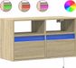 vidaXL meuble TV mural avec éclairage LED, chêne Sonoma, 80x31x45 cm