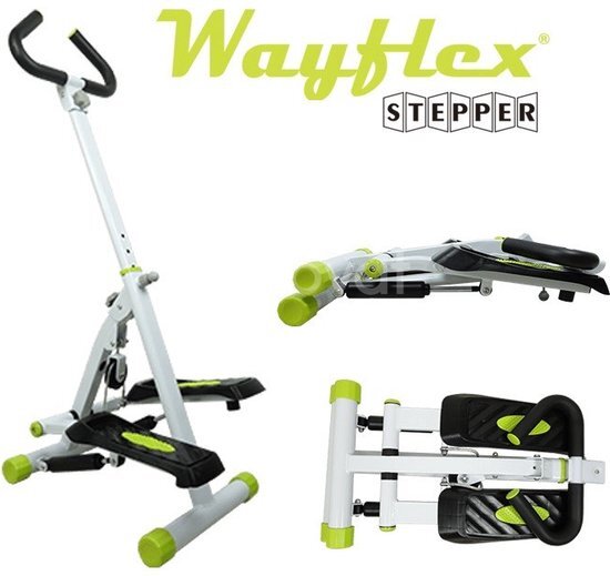 Wayflex Folding Stepper - Klapstepper met handgreep - Fitness hometrainer voor thuis - Klein fitnessapparaat voor been- en billen training - full-body training - incl. twee weerstandsbanden