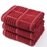 ANYI Keukendoeken zwaar belastbare absorberende vaatdoeken met ophanglus 100% katoenen theestukken (16 x 26, set van 3, roodwit)