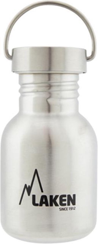 Laken RVS fles 350ml Basic Steel Bottle - rvs dop, waterfles, rvs