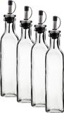 Cosy & Trendy Bouteilles d'huile et de vinaigre - 4x - verre - 300 ml - bec verseur - bouchon refermable