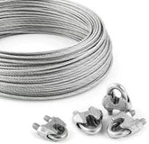 DQ-PP STAALKABEL SET 1 - 3 mm 6x7 Middelzacht - 30 meter - Gegalvaniseerd Staal - 4x Kabelklemmen Beugel 3 mm