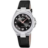 Festina F20701/5 Dames Polshorloge Zwart Leer en Staal