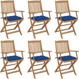 Acaciahout Fauteuils pliants 6 pc avec coussins