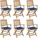 Acaciahout Fauteuils pliants 6 pc avec coussins