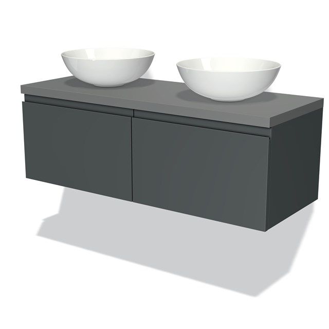 Maxaro Badkamermeubel Modulo Plato 120cm Donkergrijs 2 Lades Greeploos