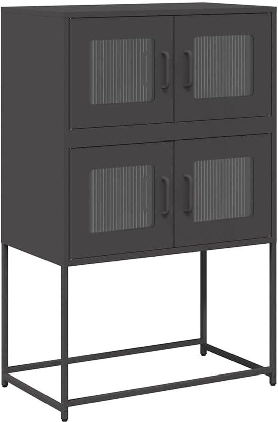 vidaXL Hoge kast 68x39x107 cm staal zwart