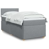 vidaXL Boxspringbed met matras, lichtgrijs, 90x200 cm, gestoffeerd