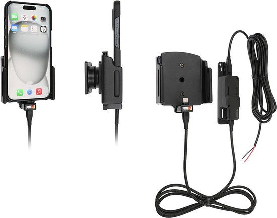 Brodit houder geschikt voor Apple iPhone 15 / 15 Pro - Actieve verstelbare houder met vaste voeding