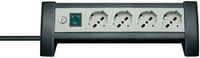 Brennenstuhl 1156255414 Tafelstopcontact, Premium Office Line serie, 4 Italiaanse stopcontacten 10/16 A + Schuko, lichtschakelaar zwart/grijs
