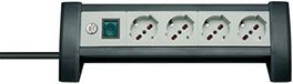 Brennenstuhl 1156255414 Tafelstopcontact, Premium Office Line serie, 4 Italiaanse stopcontacten 10/16 A + Schuko, lichtschakelaar zwart/grijs