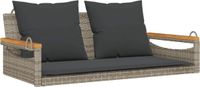 vidaXL Schommelbank met kussens, grijs, 109 x 62 x 40 cm, polyrotan